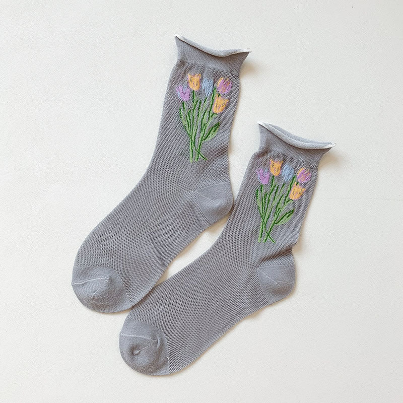 Floral Jacquard Breathable Socks