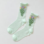 Floral Jacquard Breathable Socks