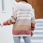 Afslappet Patchwork Stribet Sweater