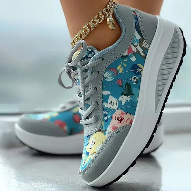 Platform Sneakers Med Blomsterprint