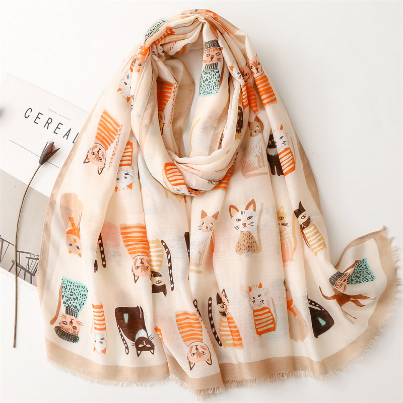 Creative scarf with cat print