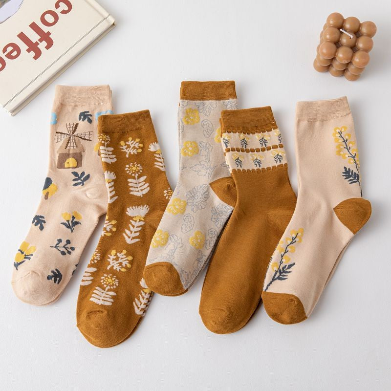 Pack of 5 pairs of flowered socks