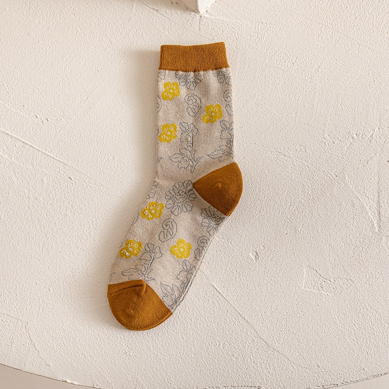 Pack of 5 pairs of flowered socks