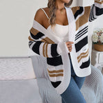 Afslappet Stribet Strik Cardigan