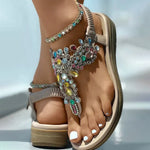 Rhinestone-Udsmykkede Afslappede Sandaler