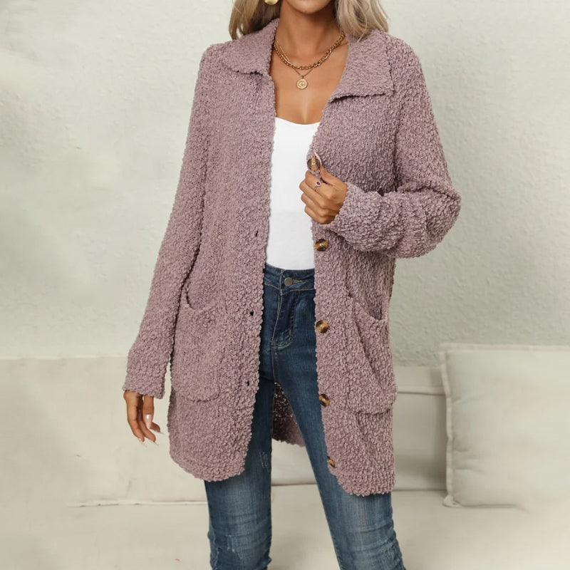 Afslappet Ensfarvet Cardigan