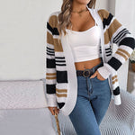 Afslappet Stribet Strik Cardigan