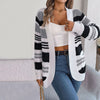 Afslappet Stribet Strik Cardigan