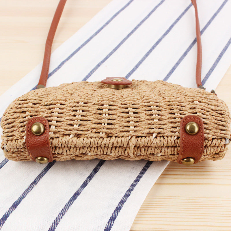 Vintage Half Round Straw Bag