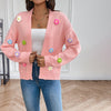 3D Blomsterstrikket Cardigan