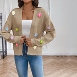 3D Blomsterstrikket Cardigan