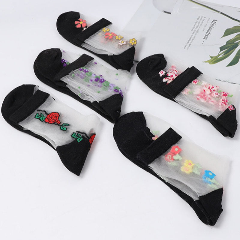 Pack of 5 pairs of flowered socks