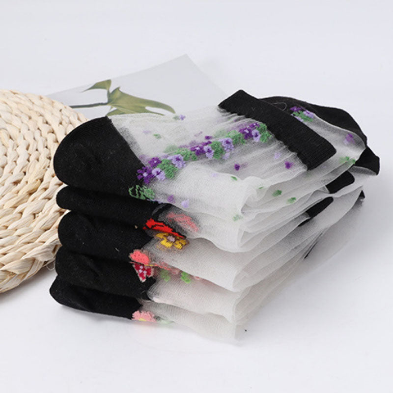 Pack of 5 pairs of flowered socks