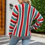 Afslappet Farverig Strik Cardigan