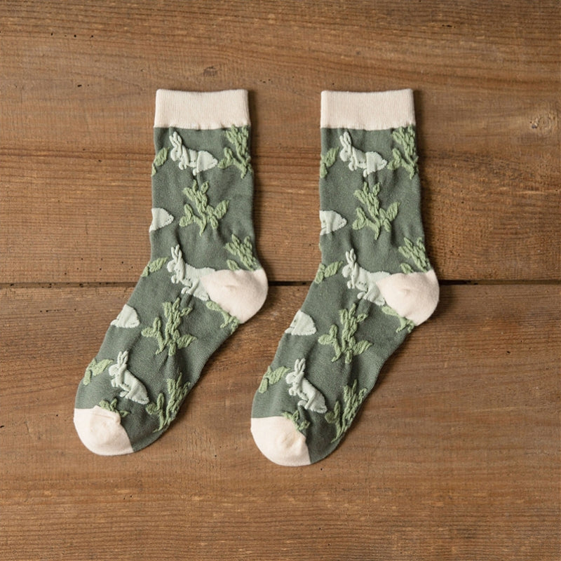 Vintage Floral Jacquard Socks