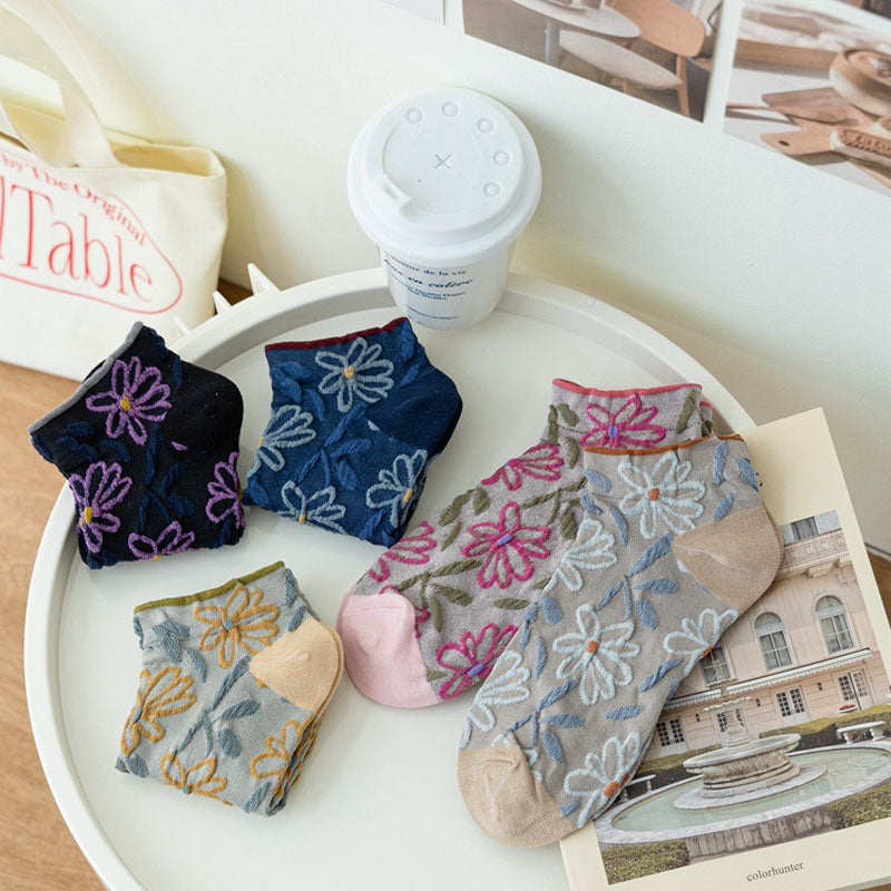 Pack of 5 pairs of floral jacquard socks