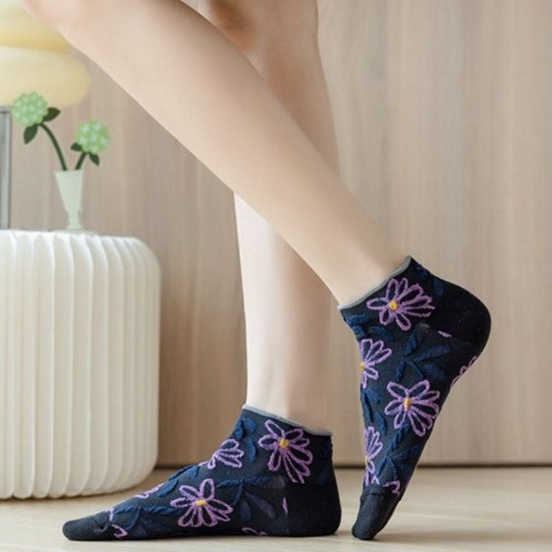 Pack of 5 pairs of floral jacquard socks