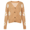 Afslappet Blomsterstrikket Cardigan