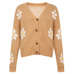 Afslappet Blomsterstrikket Cardigan