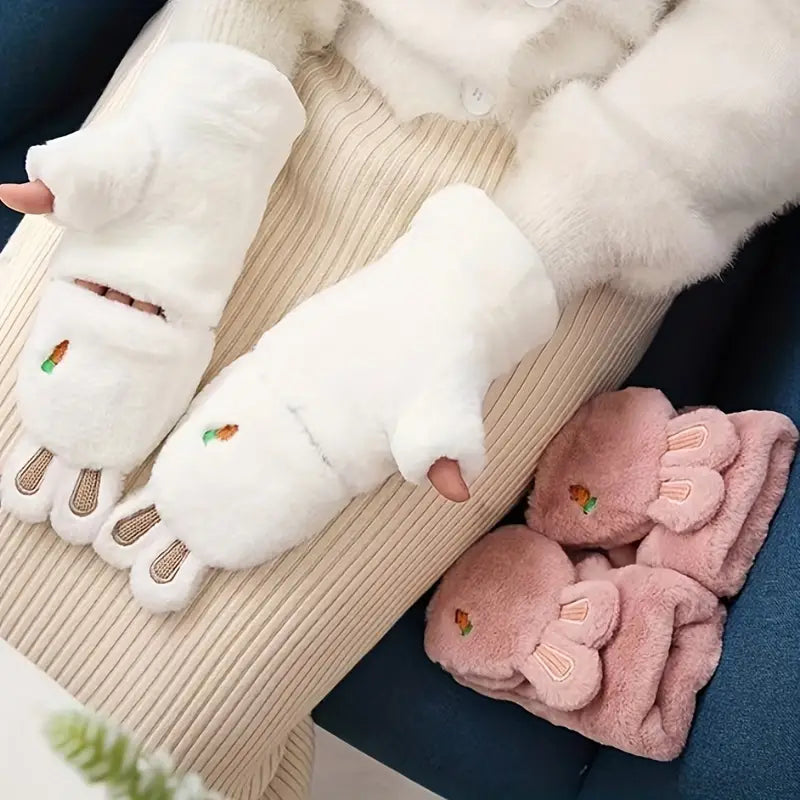 Cartoon Plush Warm Gloves