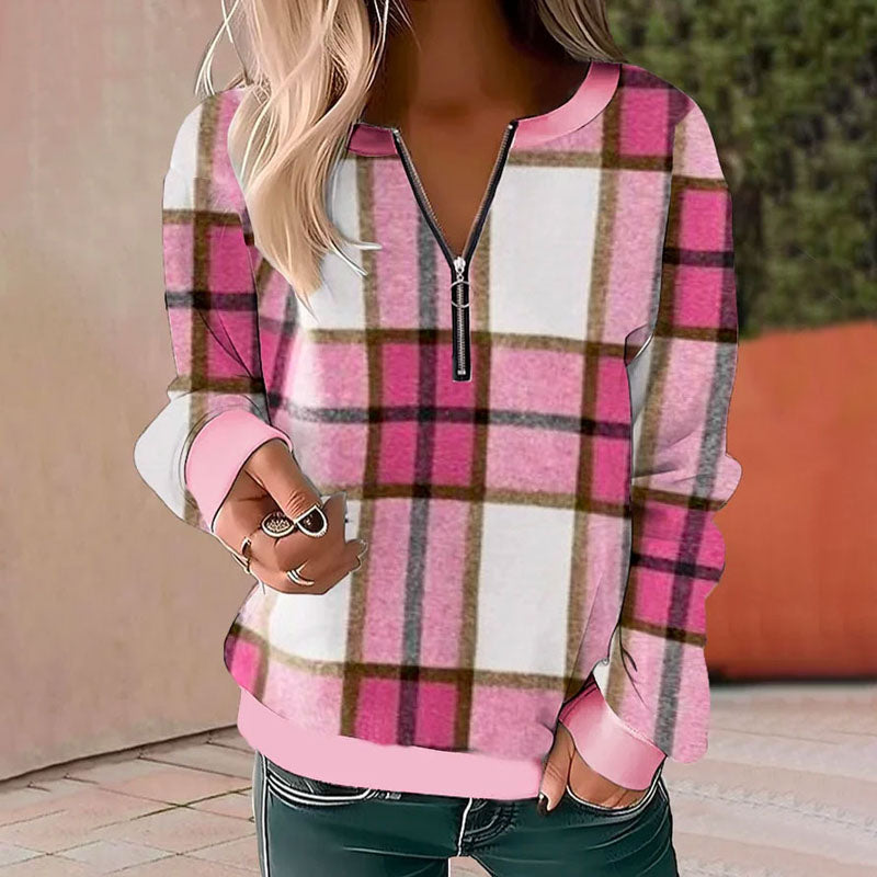 Afslappet Plaid Sweatshirt