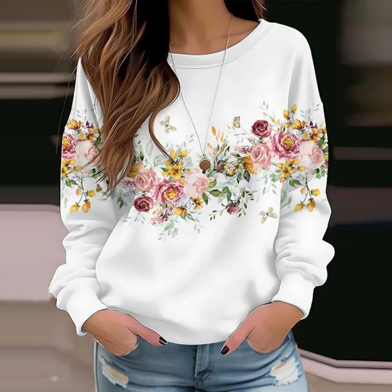 Afslappet Sweatshirt Med Blomstermønster