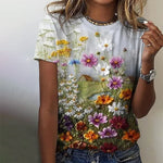 Afslappet T-Shirt Med Blomsterprint