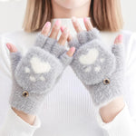 Warm Gloves With Cat Paws