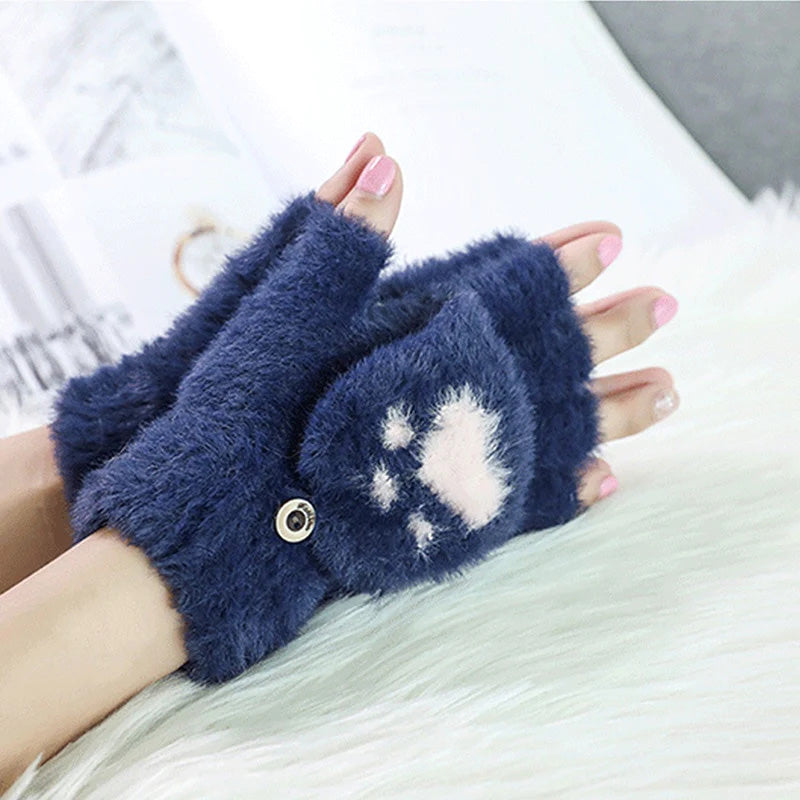 Warm Gloves With Cat Paws