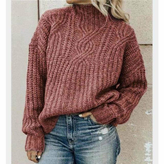 Afslappet Solid Strikket Sweater